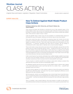 How to Defend Against Multi-Model Product Class Actions, Westlaw