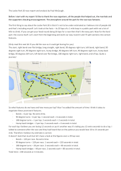 The Locke Park 20 race report and analysis by Paul McGough