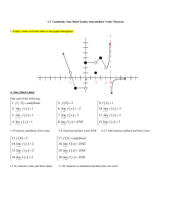 1.3 Notes Continuity, One-sided limits and the Intermediate