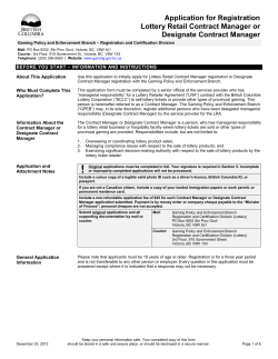 Application for Registration - Lottery Retail Contract Manager or