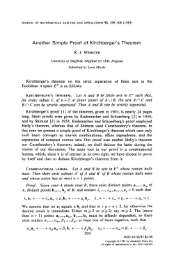 Another Simple Proof of Kirchberger`s Theorem KIRCHBERGER`S
