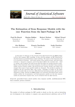 The Estimation of Item Response Models with the lmer Function from