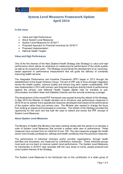 System Level Measures Framework Update April