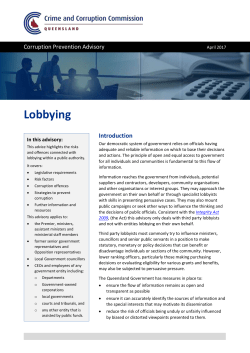 Lobbying - Crime and Corruption Commission Queensland
