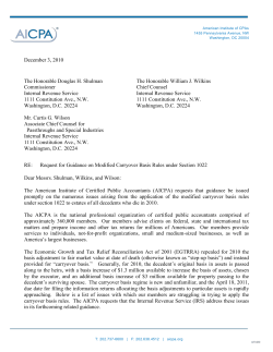 AICPA Comments to IRS on Carryover Basis Guidance