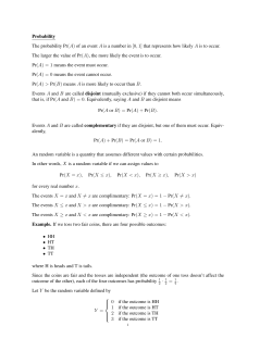 Probability The probability Pr(A) of an event A is a number in [0,1