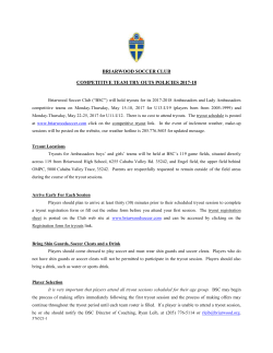 BRIARWOOD SOCCER CLUB COMPETITIVE TEAM TRY OUTS