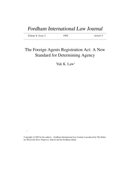 The Foreign Agents Registration Act: A New Standard for