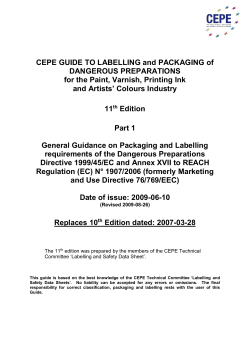 CEPE GUIDE TO LABELLING and PACKAGING of DANGEROUS