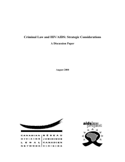 Criminal Law and HIV/AIDS: Strategic Considerations