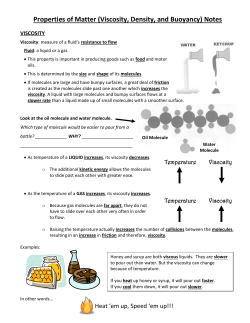Properties of Matter (Viscosity, Density, and Buoyancy) Notes