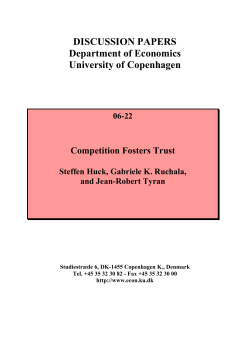Competition Fosters Trust - Department of Economics, University of