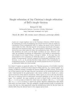 Simple refutation of Joy Christian`s simple refutation of Bell`s simple