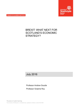 BREXIT: WHAT NEXT FOR SCOTLAND`S ECONOMIC STRATEGY
