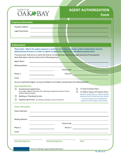 AGENT AUTHORIZATION Form - The District of Oak Bay