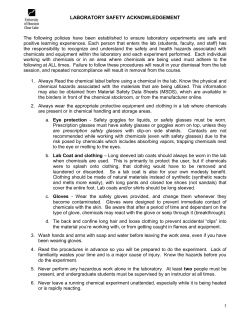 Student Lab Safety Acknowledgement