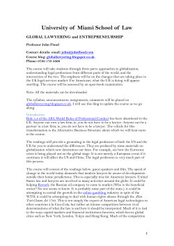 GLOBAL LAWYERING and ENTREPRENEURSHIP