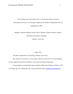 Running head: PRIMING INTELLIGENCE 1 Does