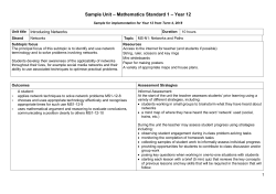 Sample Unit Year 12 Mathematics Standard 1