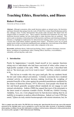 Teaching Ethics, Heuristics, and Biases