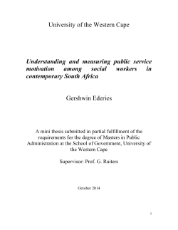 Chapter two: Public Service Motivation, a literature review