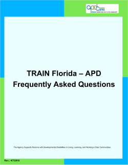 TRAIN Florida – APD Frequently Asked Questions