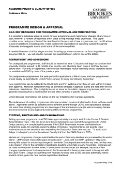 G2.5 Key Deadlines for Programme Approval and Modification
