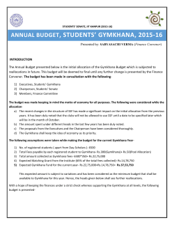 Budget - Students` Gymkhana, IIT Kanpur