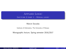 Applied Logic - Lecture 2 part 1 - Modal logic