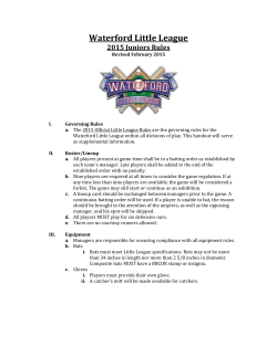 Juniors Rules - Waterford Little League