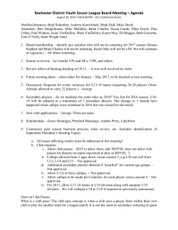 August 30, 2016: RDYSL Meeting