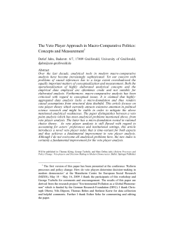The Veto Player Approach in Macro-Comparative Politics: Concepts