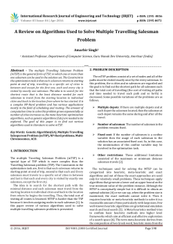 A Review on Algorithms Used to Solve Multiple Travelling Salesman