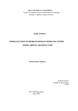 Erika Asnina. Formalization of problem domain modeling within