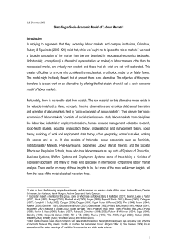 Labour markets are not embedded in Institutions, Labour Markets