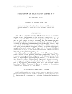 DEGENERACY OF HOLOMORPHIC CURVES IN Pn 1. Introduction