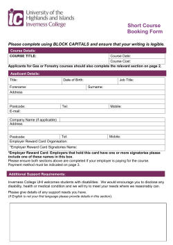 Course Booking Form - Inverness College UHI