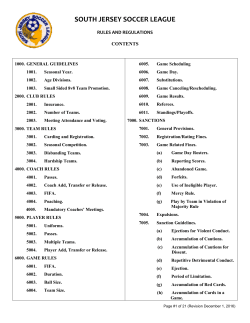 SJSL Rules - South Jersey Soccer League