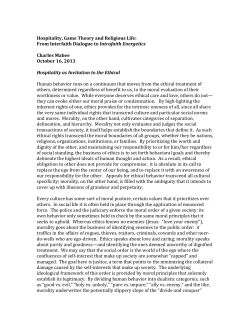 Hospitality, Game Theory and Religious Life