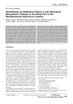 Identification of Additional Players in the Alternative Biosynthesis