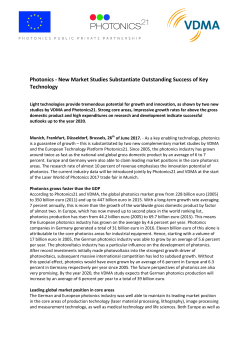 Photonics - New Market Studies Substantiate