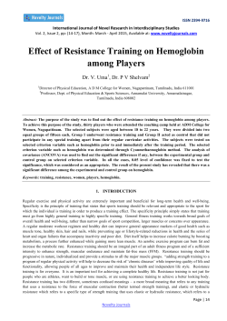 Effect of Resistance Training on Hemoglobin among Players