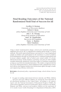 Final Reading Outcomes of the National Randomized Field Trial of