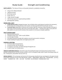 Study Guide Strength and Conditioning SAFETY ASPECTS: The