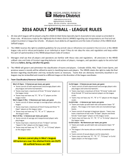 2/24/16 5:07 PM 2016 Adult Softball League Rules