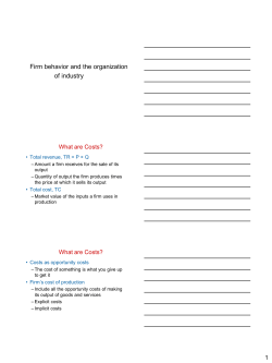 1 Firm behavior and the organization of industry