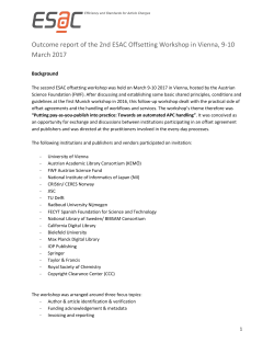 Outcome report of the 2nd ESAC Offsetting Workshop in Vienna, 9