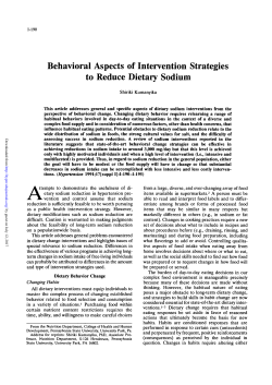 Behavioral Aspects of Intervention Strategies to