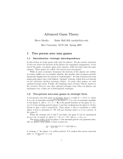 Advanced Game Theory