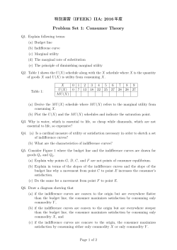 Problem Set 1: Consumer Theory